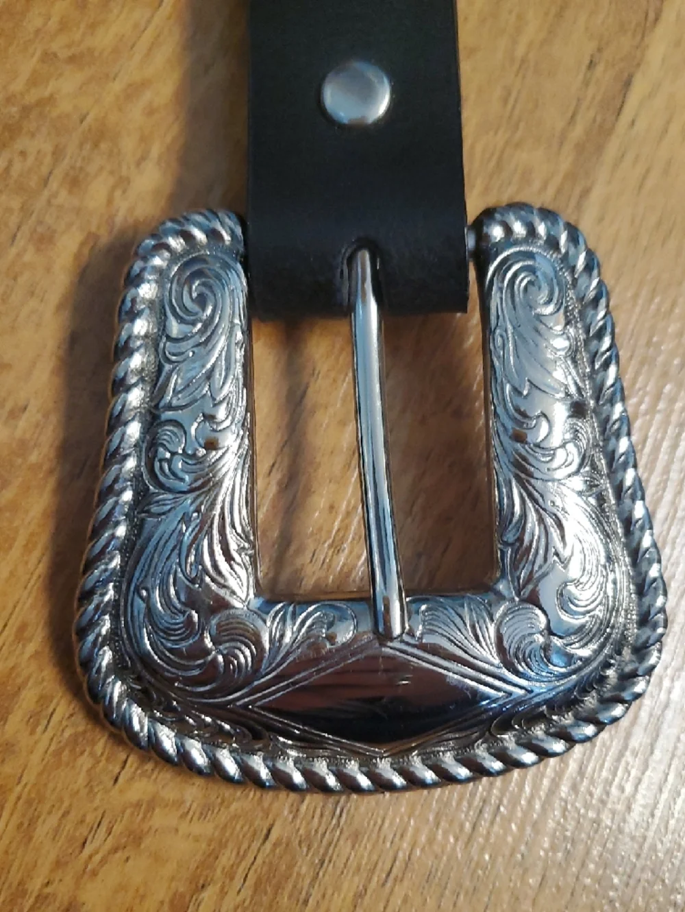 Nacona Women's Western Studded Black M Leather Belt- Silver Buckle & Rhinestones